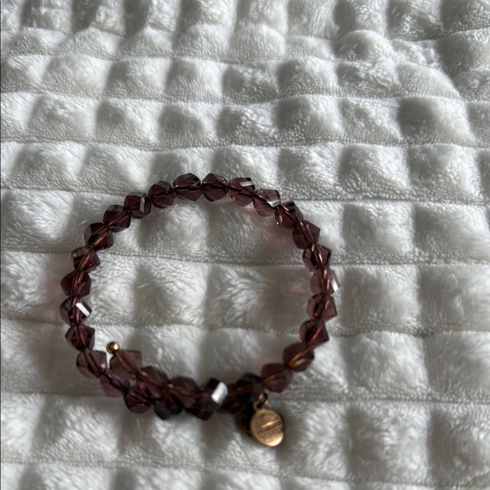 Alex and Ani Pink and Purple Beaded Bracelet with Charm
